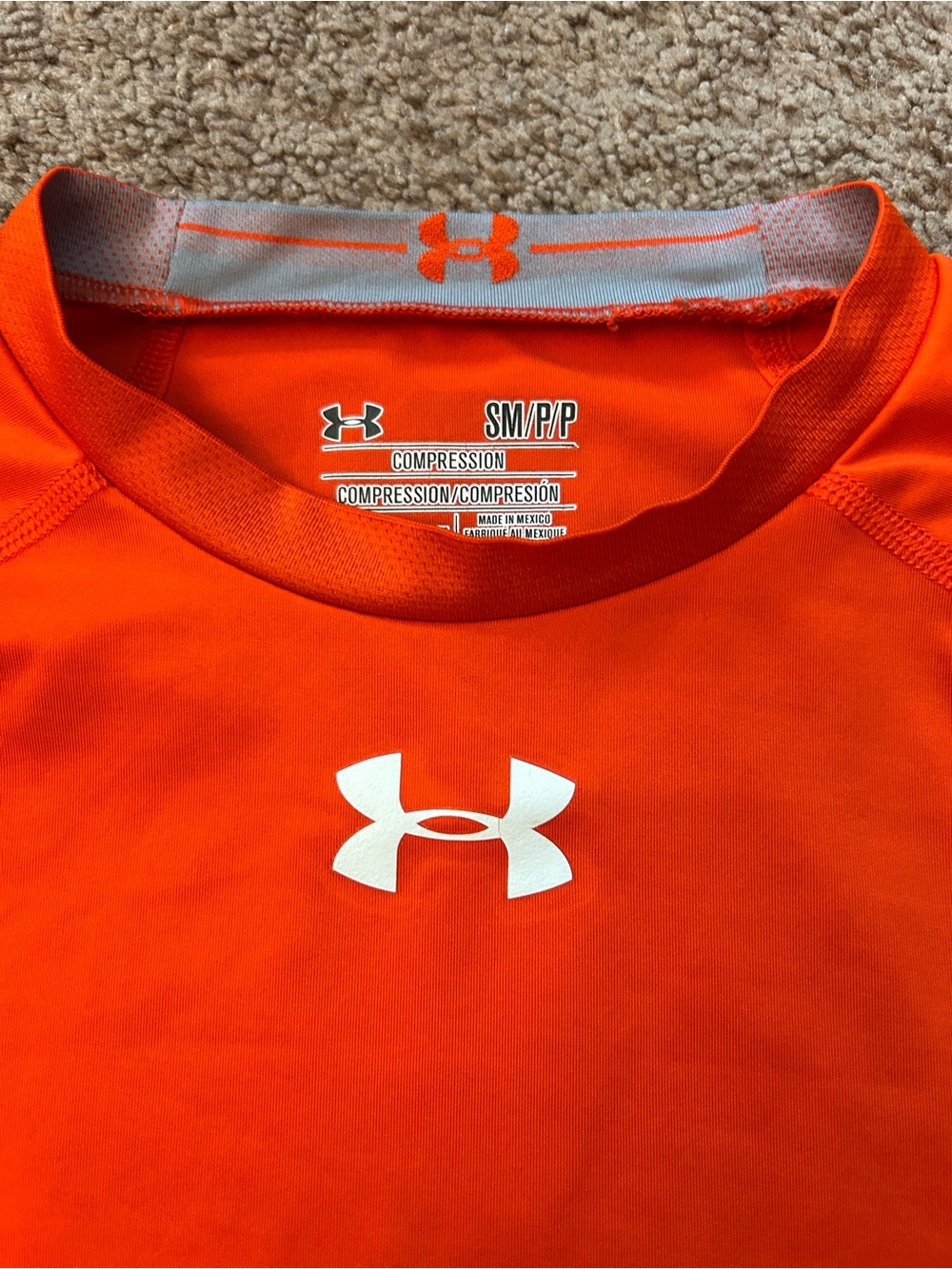 Under Armour Heatgear Men’s Bright Orange Compression Performance Tee SM S - Picture 2 of 3
